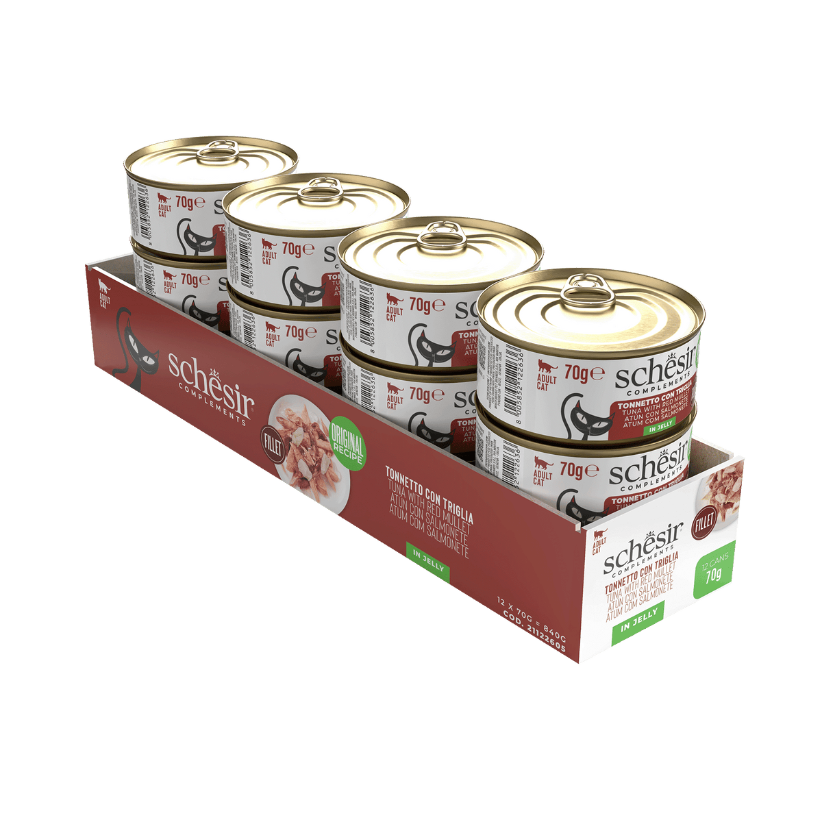 Schesir tuna with red mullet wet cat food, 70 g tin – image 2