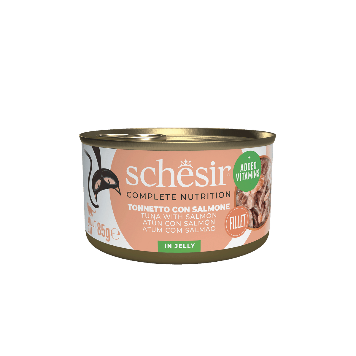 Schesir tuna with salmon wet cat food, 85 g tin