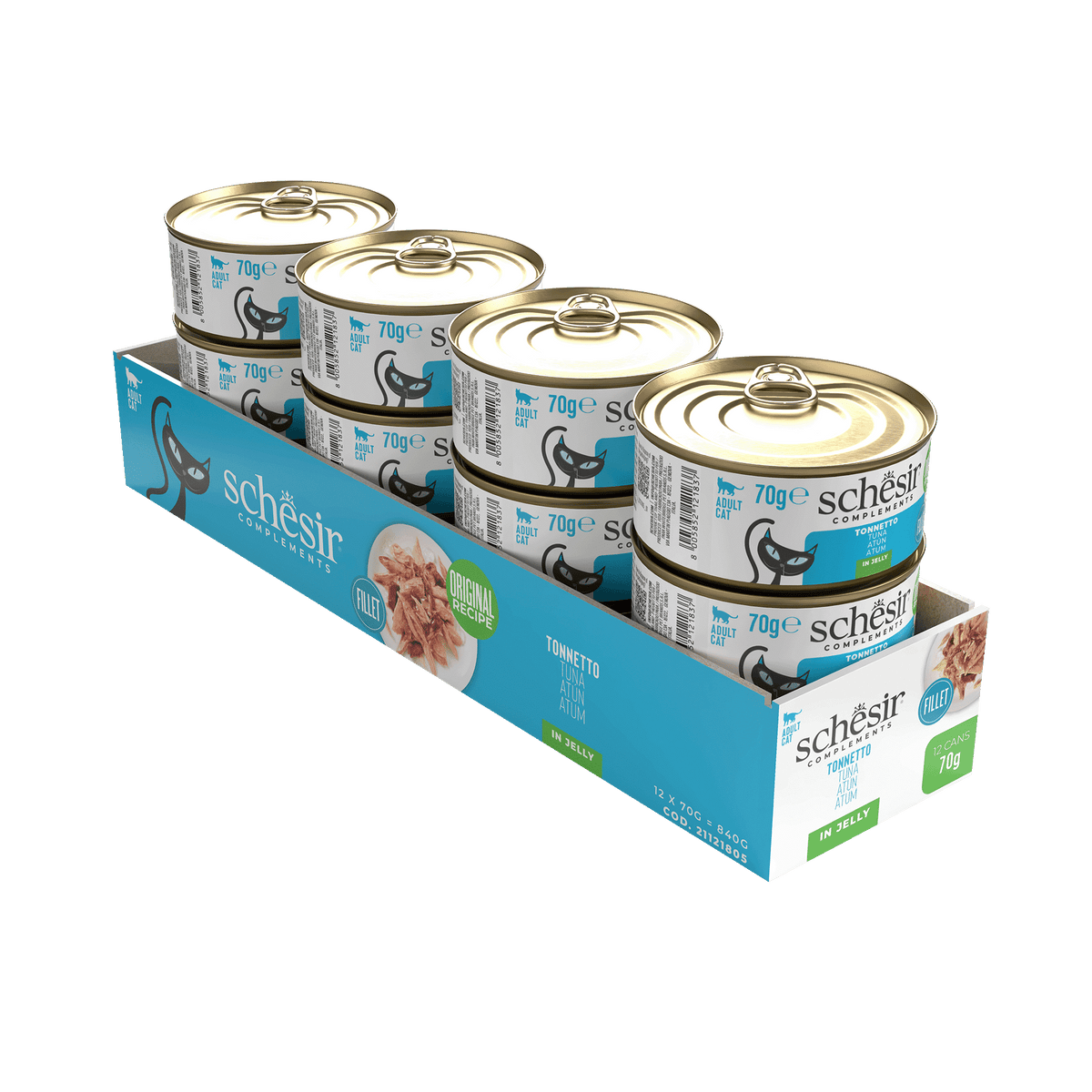 Schesir tuna in jelly wet cat food, 70 g tin – image 2