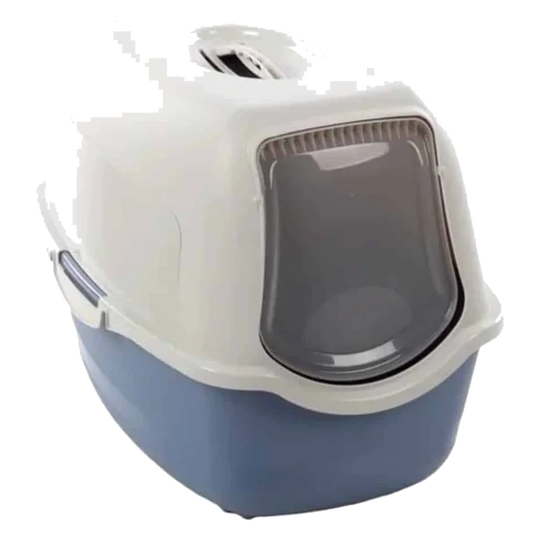 Lexie blue covered cat litter tray