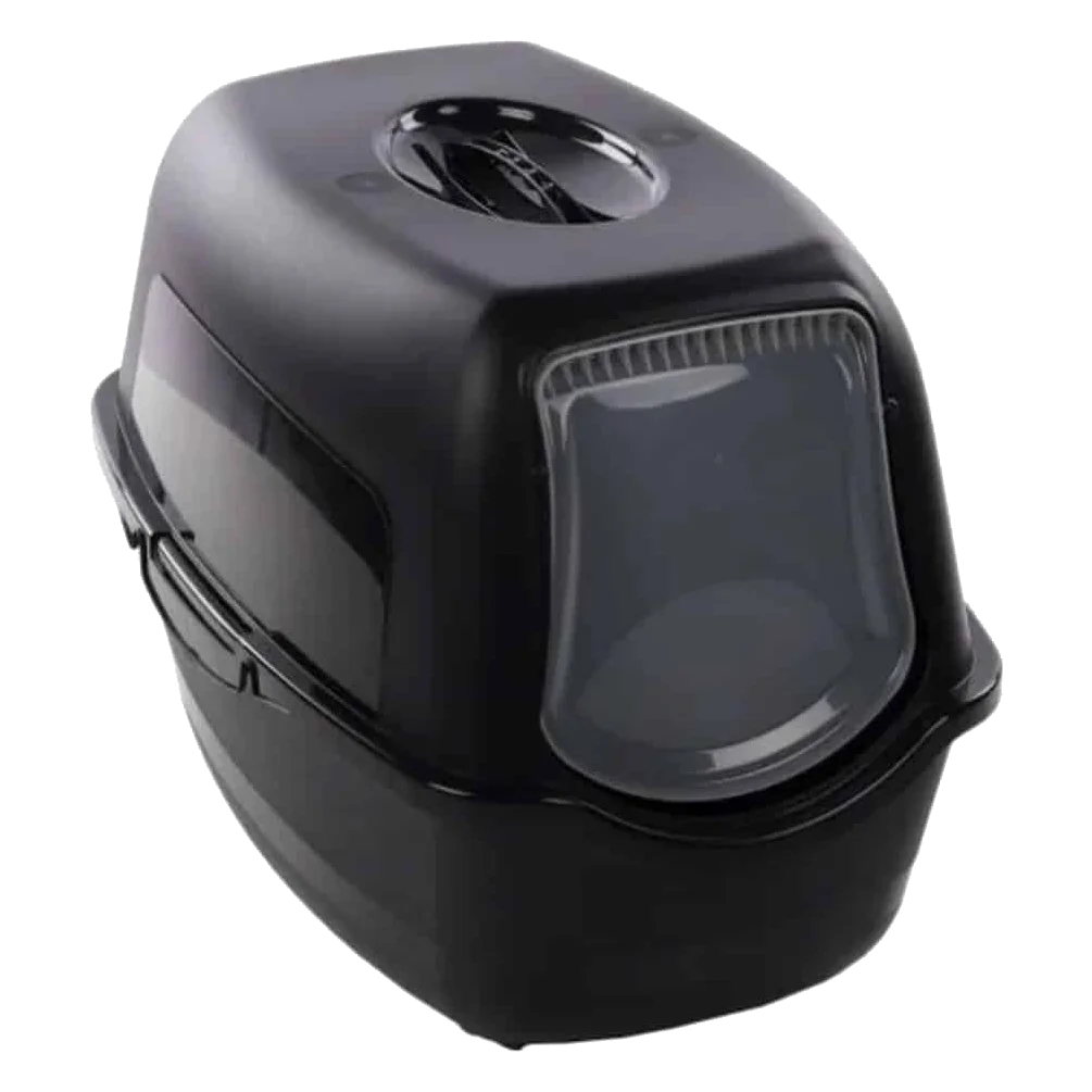 Lexie black covered cat litter tray