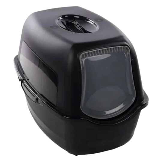 Lexie black covered cat litter tray