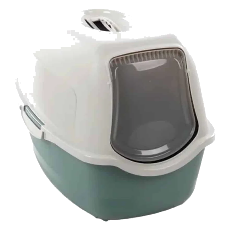 Lexie green covered cat litter tray