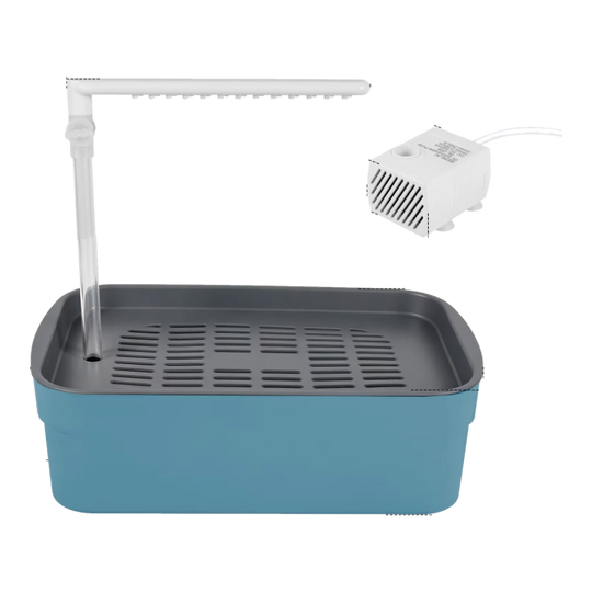 Bird bath with automatic shower, large blue, with USB pump