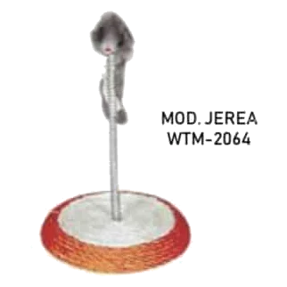 Round sisal cat scratcher base with spring and mouse, 13 cm diameter