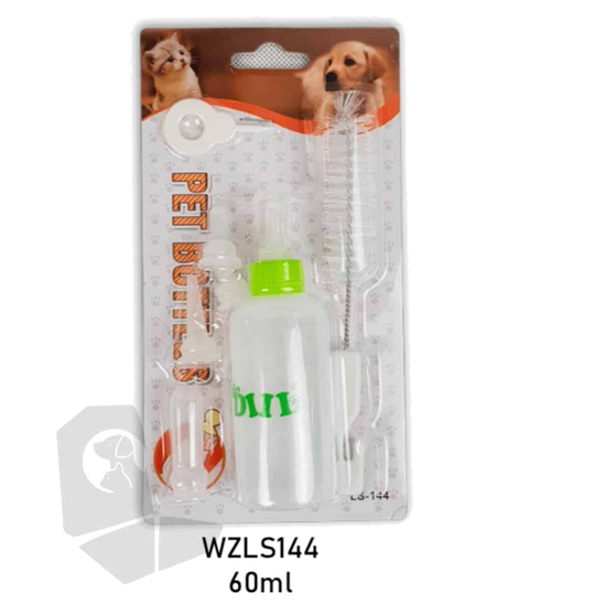 Small feeding bottle for puppies, kittens and small animals with brush and 5 teats