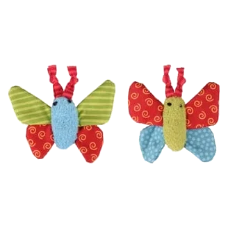 Blister pack of two butterflies with catnip inside for cats