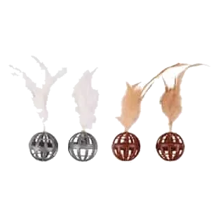 Blister pack of 2 bell and feather balls for cats
