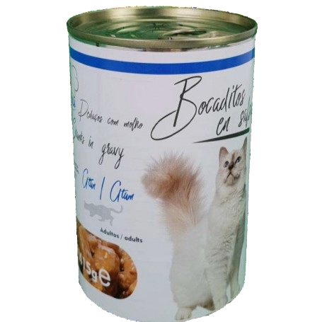 Wet cat food chunks in gravy with tuna flavour 415 g