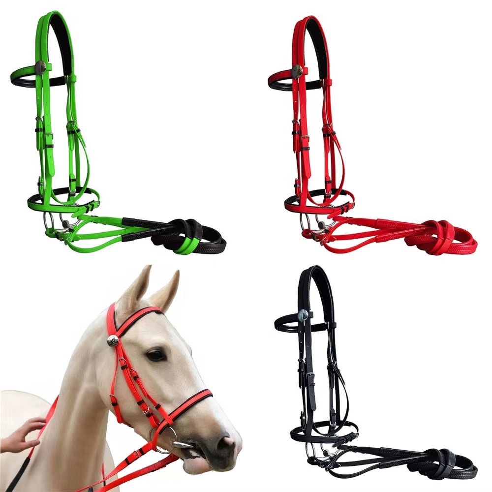 PVC bridle with adjustable reins for horses – view 2