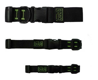 Bub's black dog collars in different sizes – catalogue image