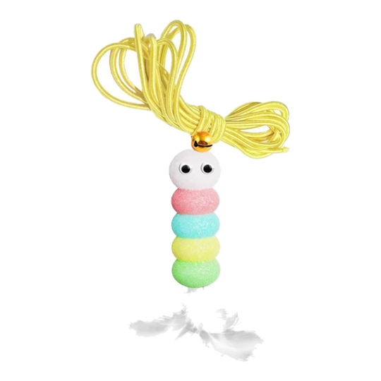 Caterpillar-shaped replacement head for hanging cat toy