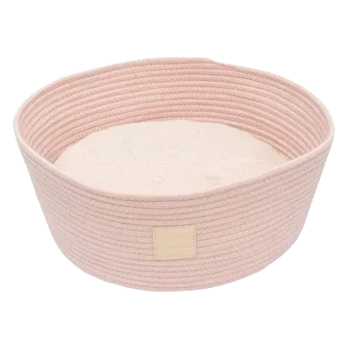 Rope basket cat bed FuzzYard Life Soft Blush