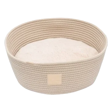 Rope basket cat bed FuzzYard Life Sandstone