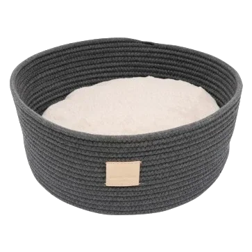 Rope basket cat bed FuzzYard Life Slate Grey