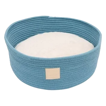 Rope basket cat bed FuzzYard Life French Blue