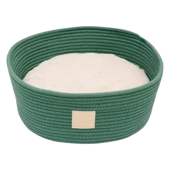 Rope basket cat bed FuzzYard Life Myrtle Green