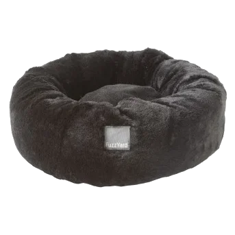Round calming dog bed FuzzYard Dreameazzzy in black, size L