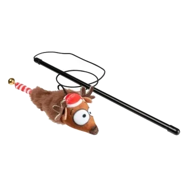 Christmas Cat Wand Toy FuzzYard Run Away Reindeer