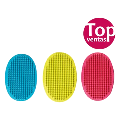 Oval rubber grooming brush for dogs