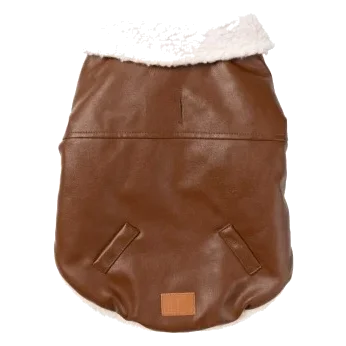 FuzzYard Ava dog aviator jacket in brown