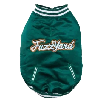 FuzzYard Fastball Baseball Dog Jacket, Green