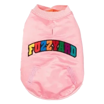 FuzzYard Frat satin dog bomber jacket in pink