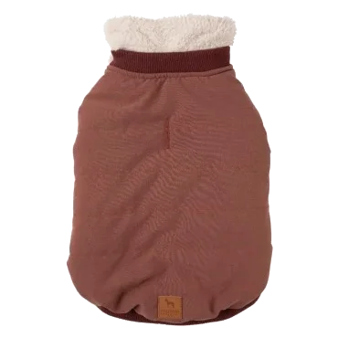 Dog bomber jacket FuzzYard Nordic in burgundy with removable scarf