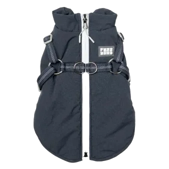 2-in-1 dog jacket with harness FuzzYard Horizon in navy
