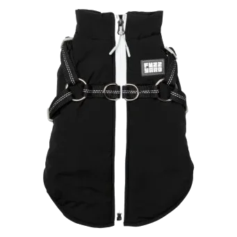2-in-1 dog jacket with harness FuzzYard Horizon in black