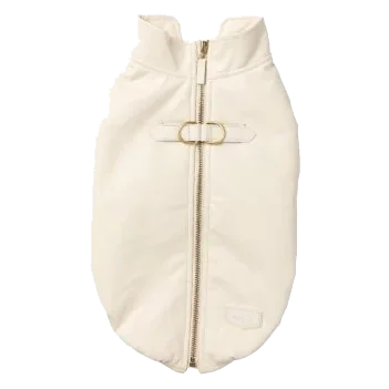 FuzzYard Vienna Dog Jacket with Built-In Harness, Off-White