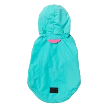 FuzzYard Evo dog raincoat with hood in teal