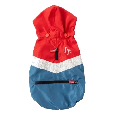 FuzzYard The Seattle dog raincoat in red and blue