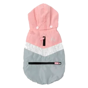 FuzzYard The Seattle dog raincoat in pink and grey, size 1