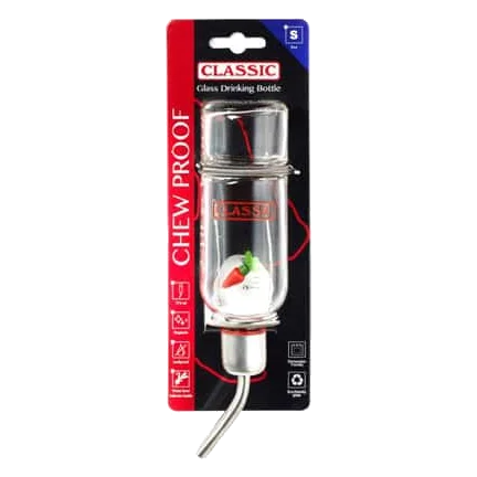 Classic glass water bottle for small animals, size 1 small, 175 ml