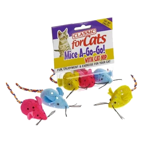 Classic Big Ear Glitter Mice 3 pcs for cats