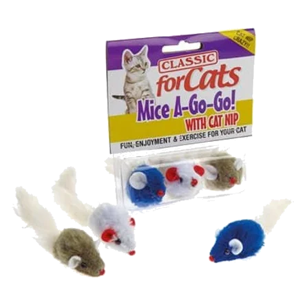 Classic Furry Fluffy Mice 3 pcs for cats