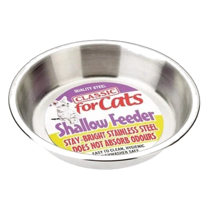 Classic Shallow Stainless Steel Cat Dish 500 ml for cats