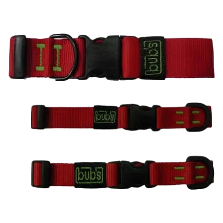 Bub's dog collar in red or black, sizes T1 to T3