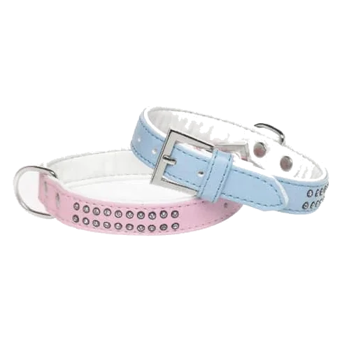 Double-row rhinestone dog collar, sizes T1 and T2