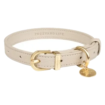 FuzzYard Atelier vegan leather dog collar, Sandstone