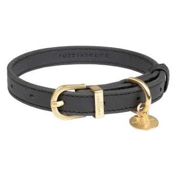 FuzzYard Atelier vegan leather dog collar, Slate Grey