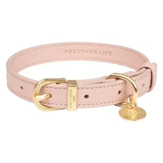 FuzzYard Atelier vegan leather dog collar, Soft Blush