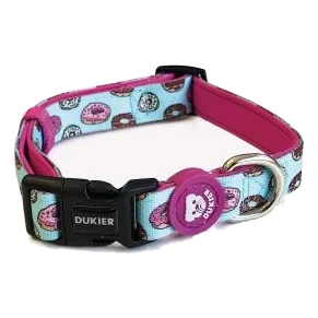 Dukier Cupcake dog collar, pastel blue, neoprene lined, 15 mm