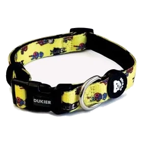 Dukier Superheroes dog collar, red and yellow, neoprene lined, 15 mm