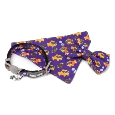 FuzzYard Caturday Night Fever Cat Collar with Bow Tie