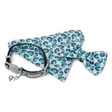 FuzzYard Wild One Aqua Cat Collar with Bow Tie