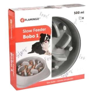 Flamingo Bobo slow feeder dog bowl, models 1 and 2