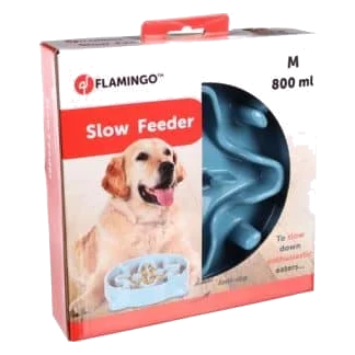 Flamingo Beno Blue Slow Feeder Dog Bowl, Size M, 800 ml