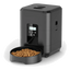 Black automatic cat feeder with buttons and display
